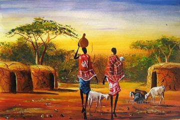 African Painting - Carrying Milk African